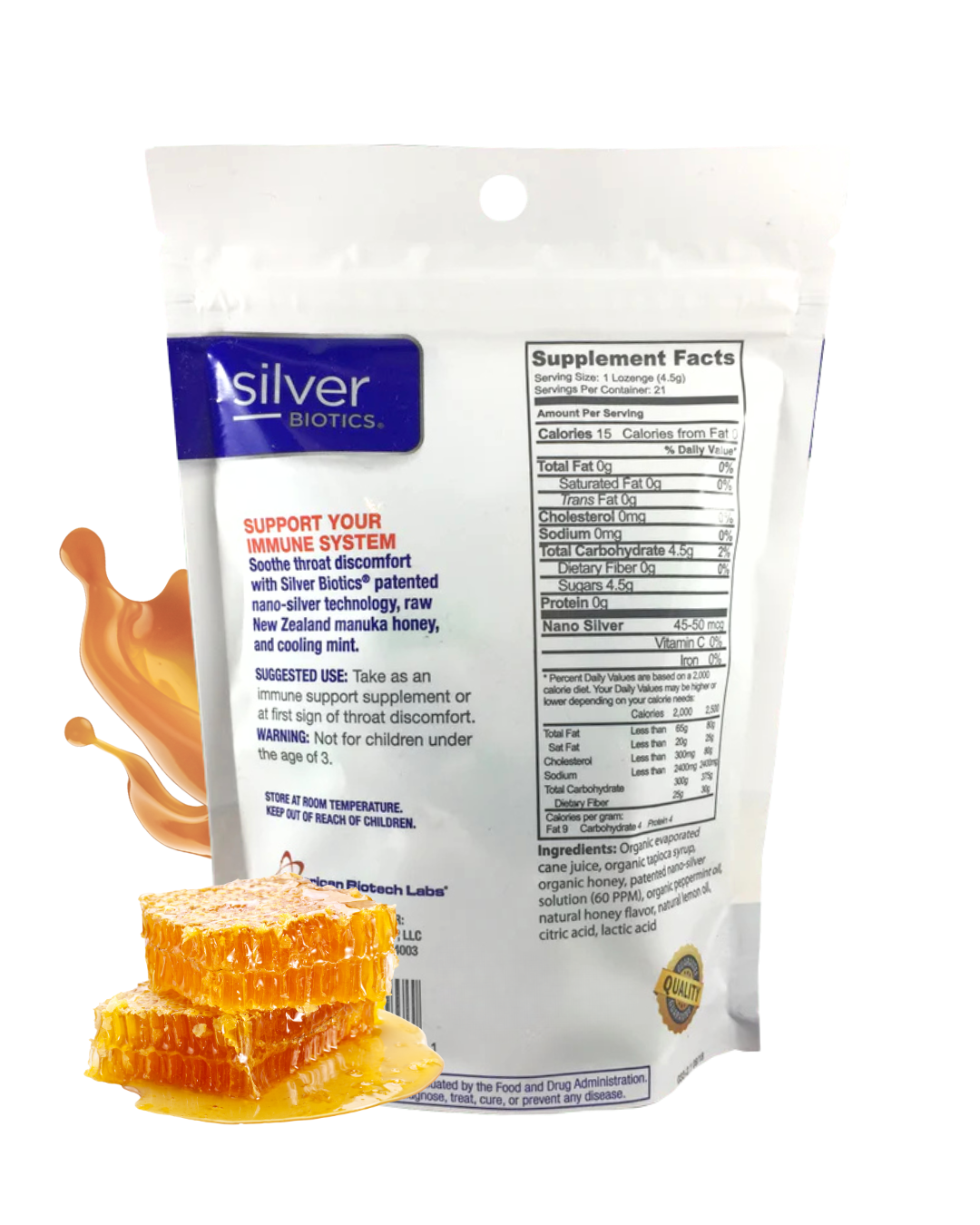 SilverSol Lozenges, Manuka Honey, 21 Lozenges