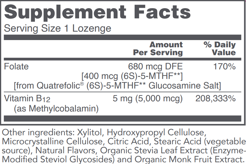 Methyl B-12 with Folic Acid, 5000 mcg, 60 Lozenges