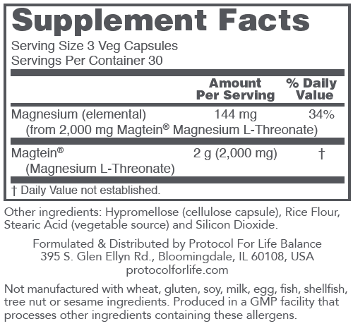 Magtein Magnesium L-Threonate, 90 Veg Capsules