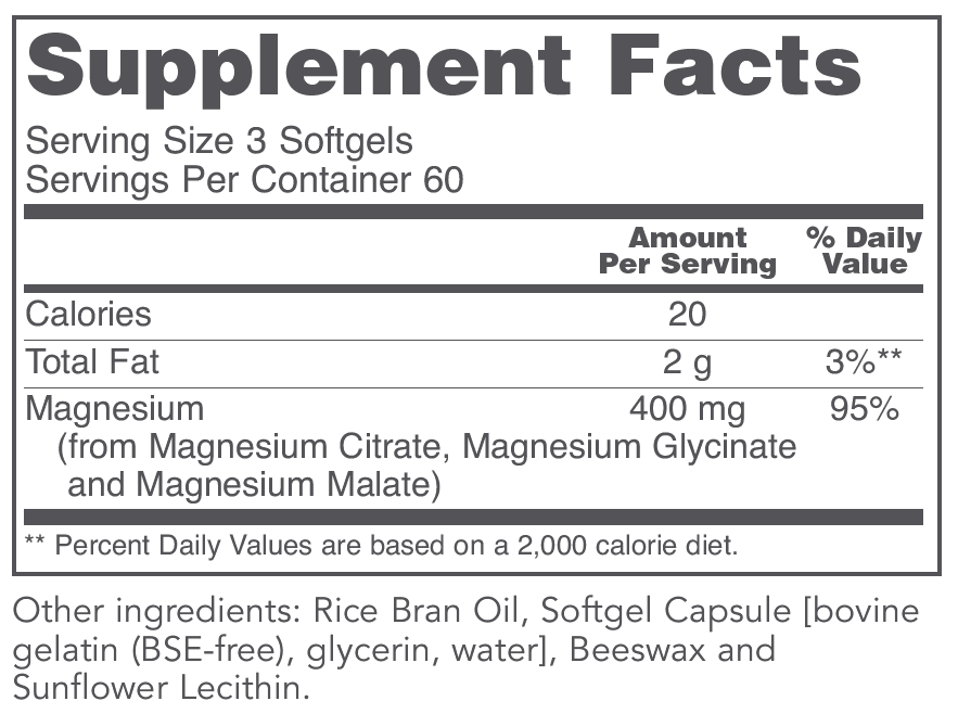 Magnesium Citrate Plus Glycinate & Malate Forms, 180 Softgels