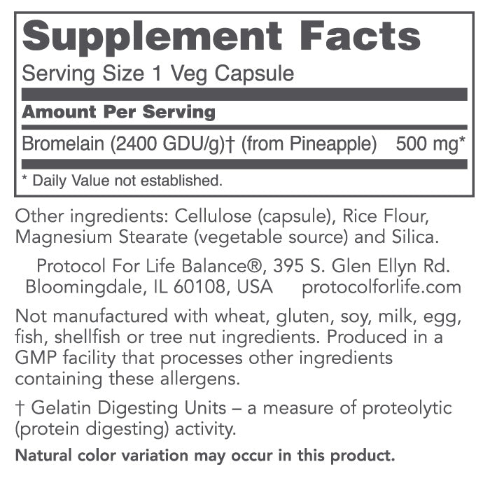 Bromelain, 2400 GDU/g, 500 mg, 90 Veg Capsules