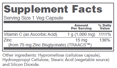 Vitamin C 1000 + Zinc 15, 120 Veg Capsules