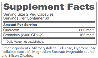 Quercetin with Bromelain, 800 mg / 165 mg, 120 Veg Capsules